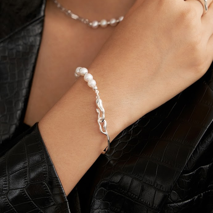 925 Sterling Silver Natural Pearl Bracelet