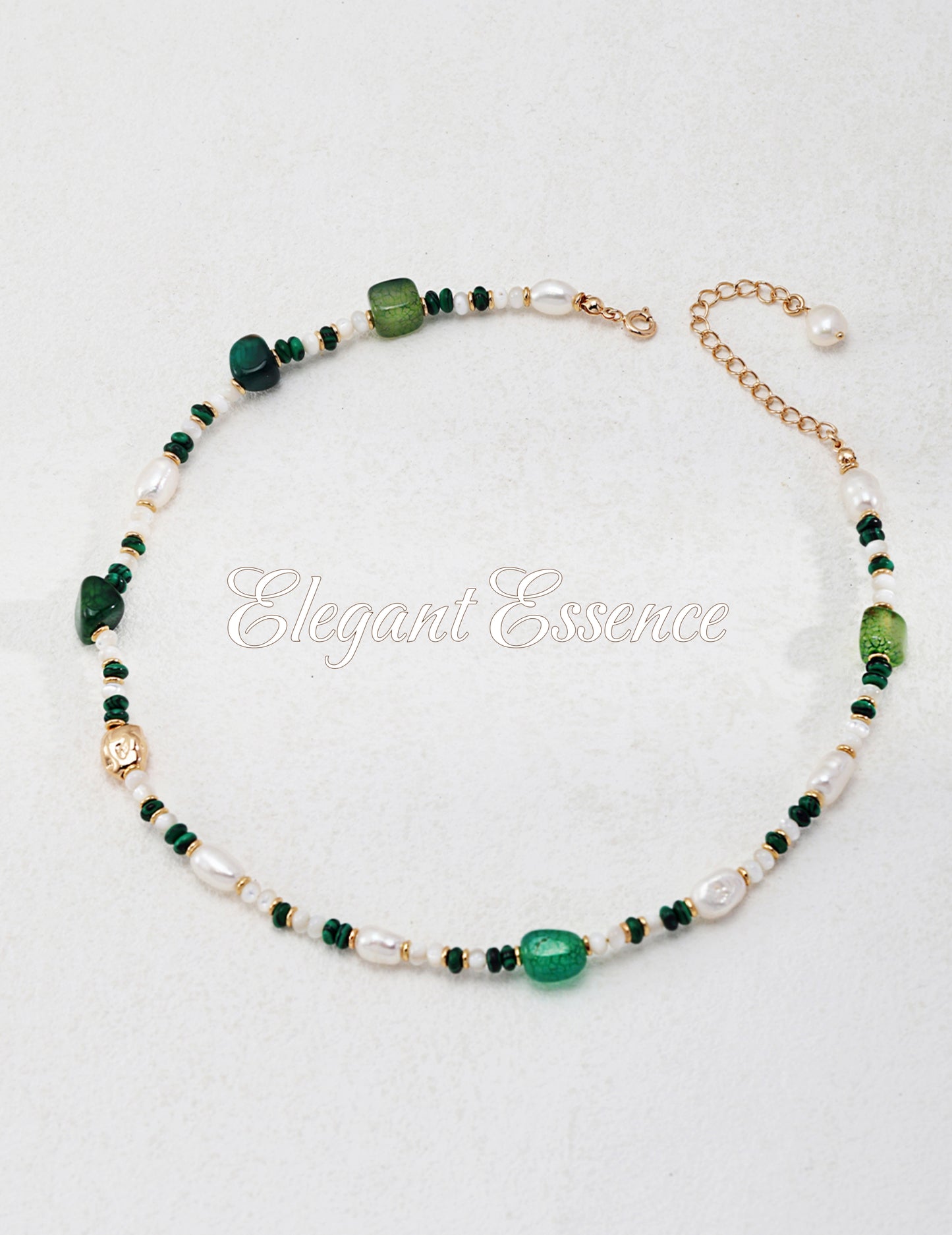 925 sterling silver, malachite, agate, pearl necklace bracelet