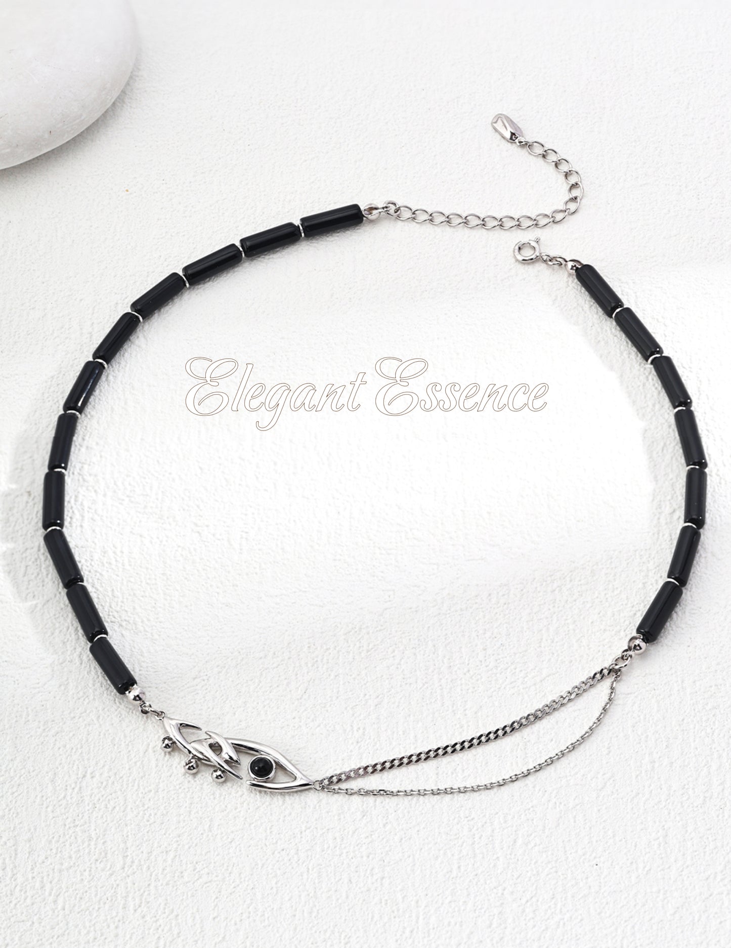 925 silver black agate necklace.