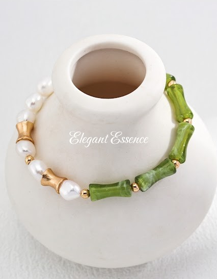 925 silver natural pearl bamboo bracelet.