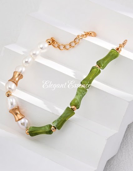 925 silver natural pearl bamboo bracelet.