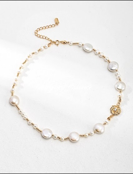 Sterling Silver Pearl Zircon Necklace