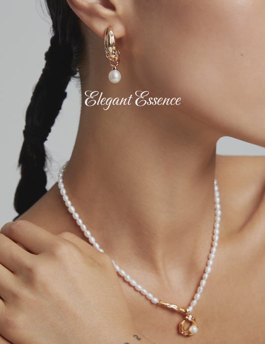 s925 silver, natural pearl necklace. Natural pearl earrings.